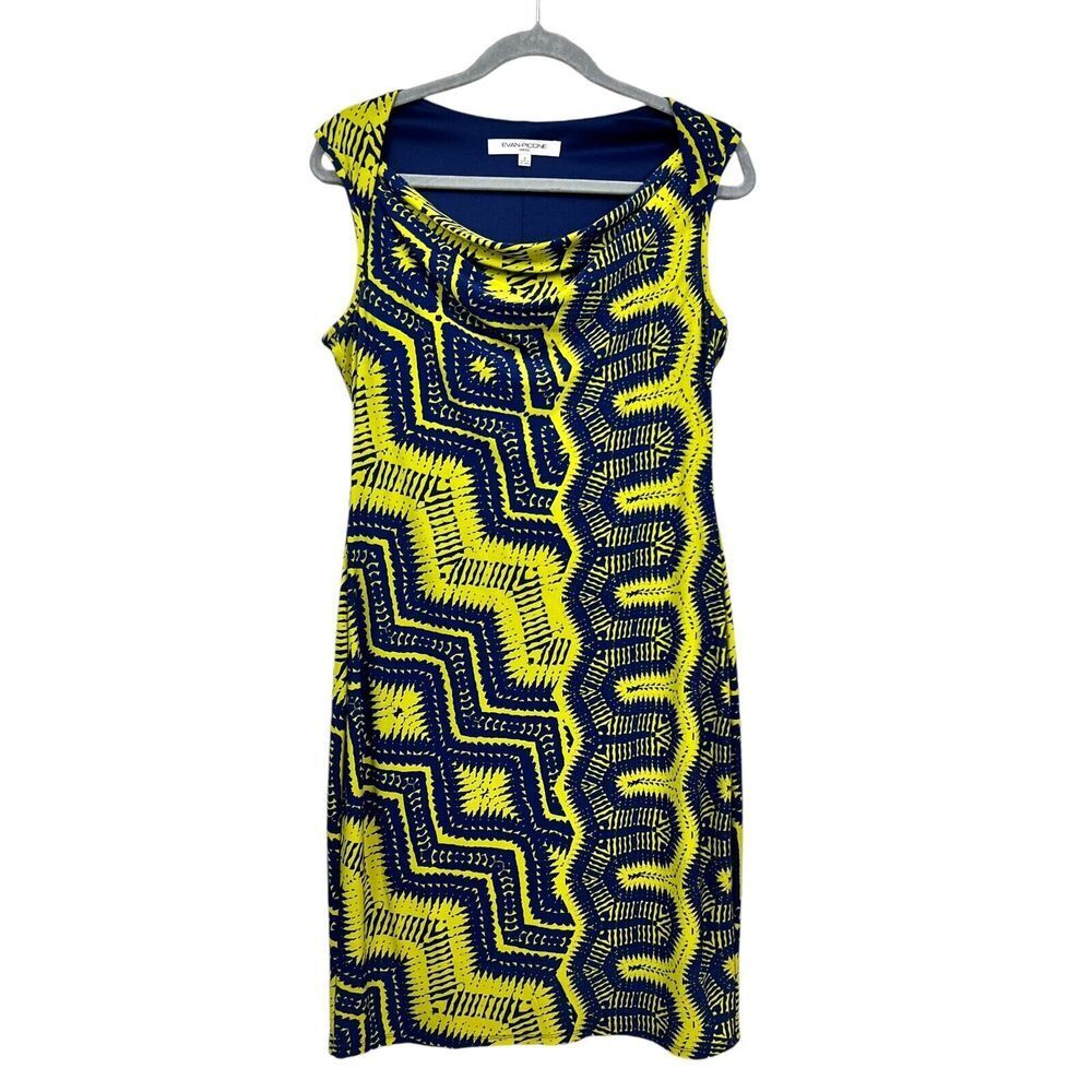 Evan Picone Women Sheath Dress Floral Ruched Scoop Neck Sleeveless Blue Green 8*
